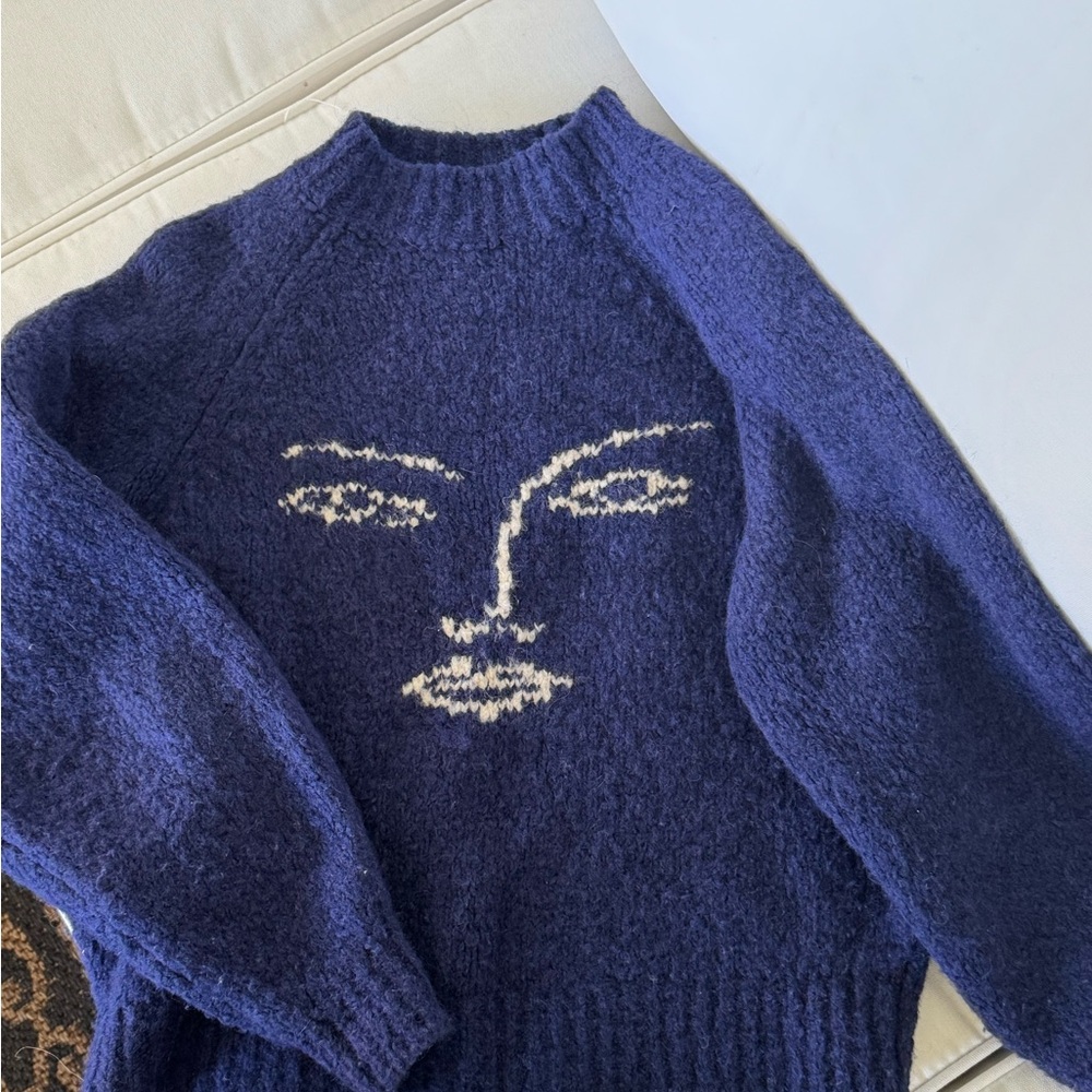 Paloma Wool Navy Artistic Face wool Sweater